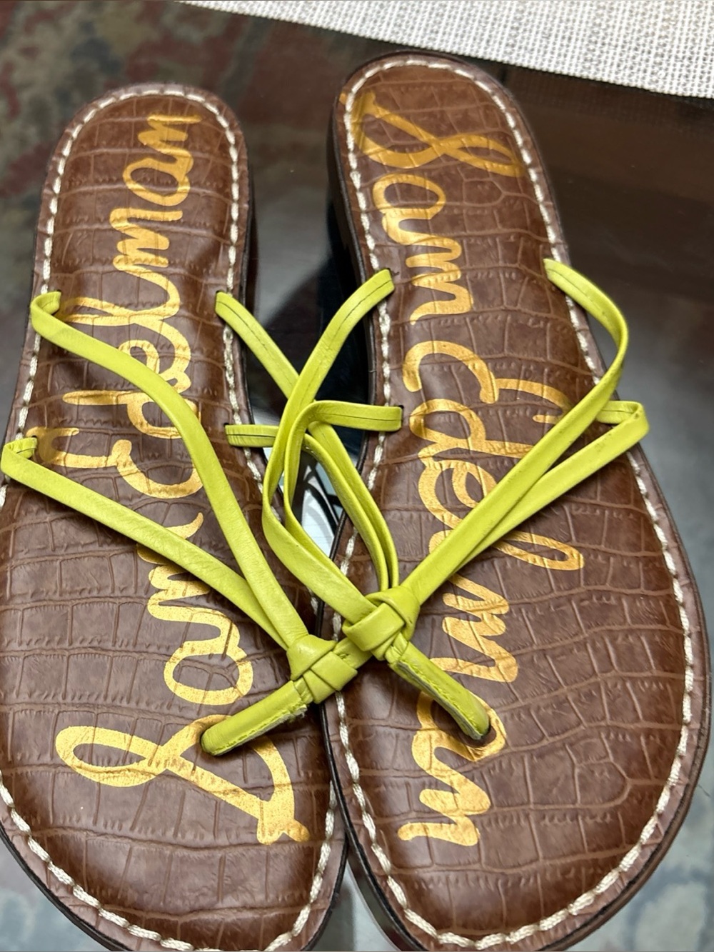 Sam Edelman Women’s Lime Green Strappy Flat Sandals, size 7